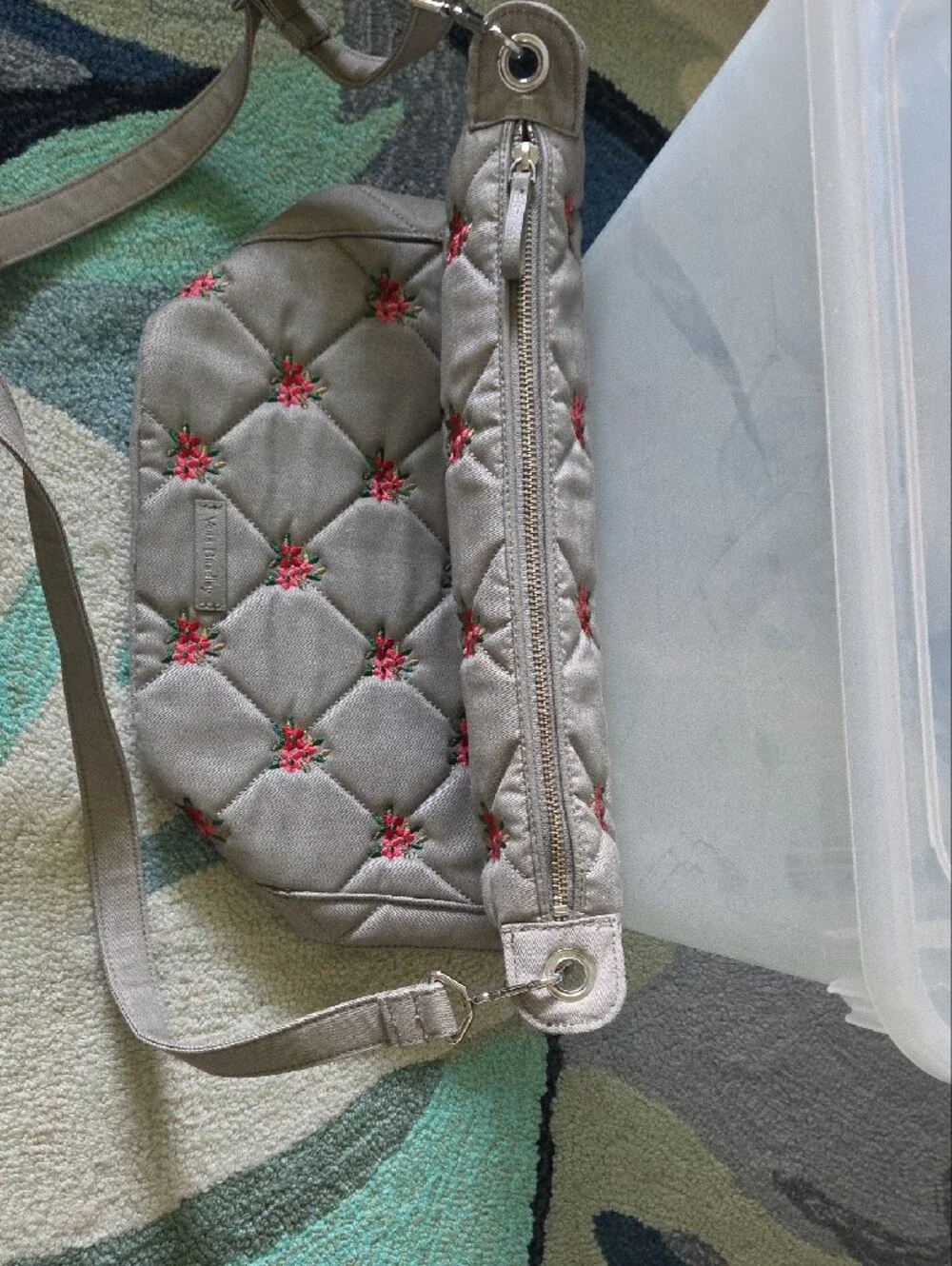 Vera Bradley Carson Hobo Bag Gray W Pink Flowers